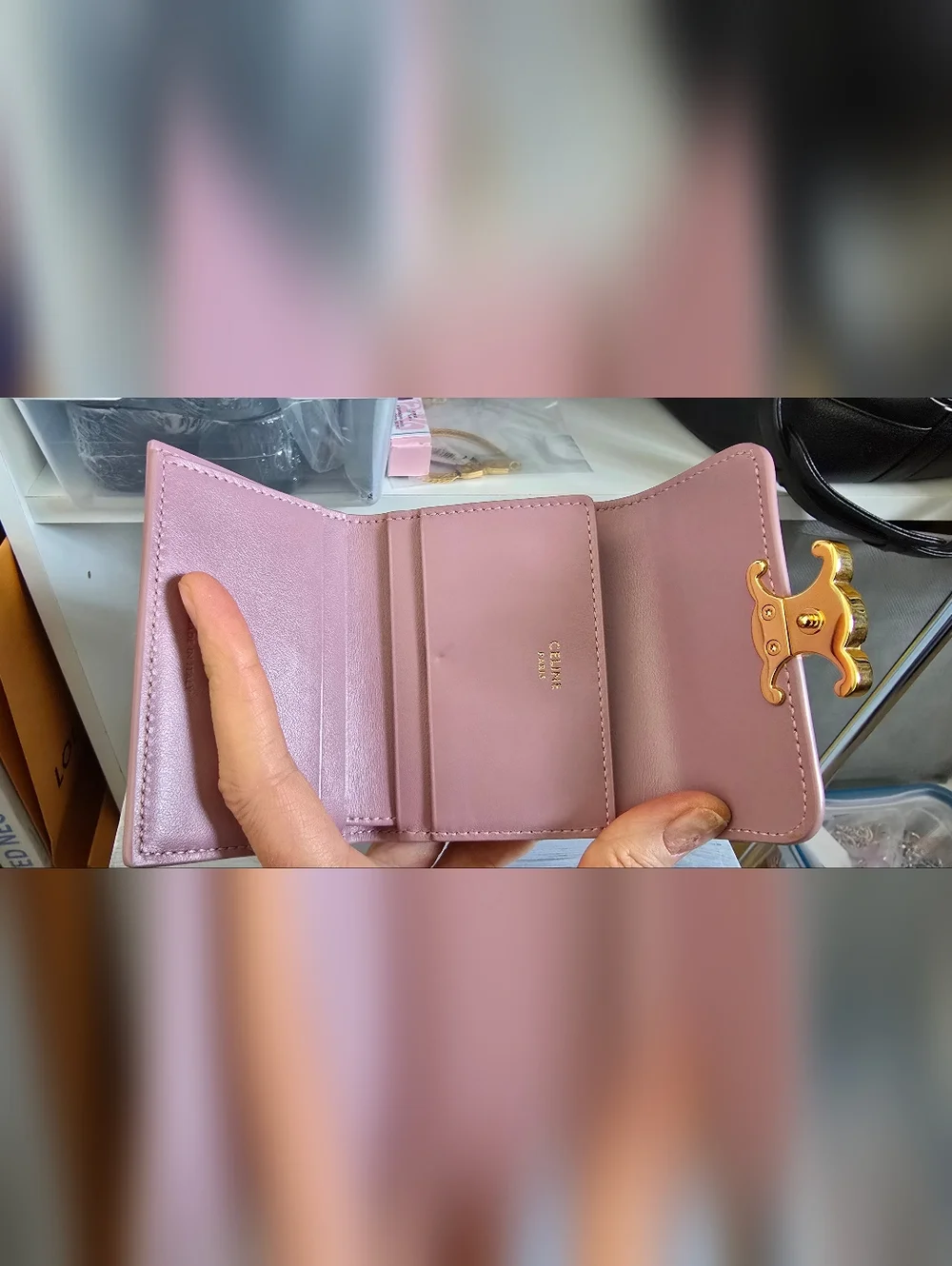 Celine Triomphe Pink Leather Shoulder Bag - Picture 4 of 5